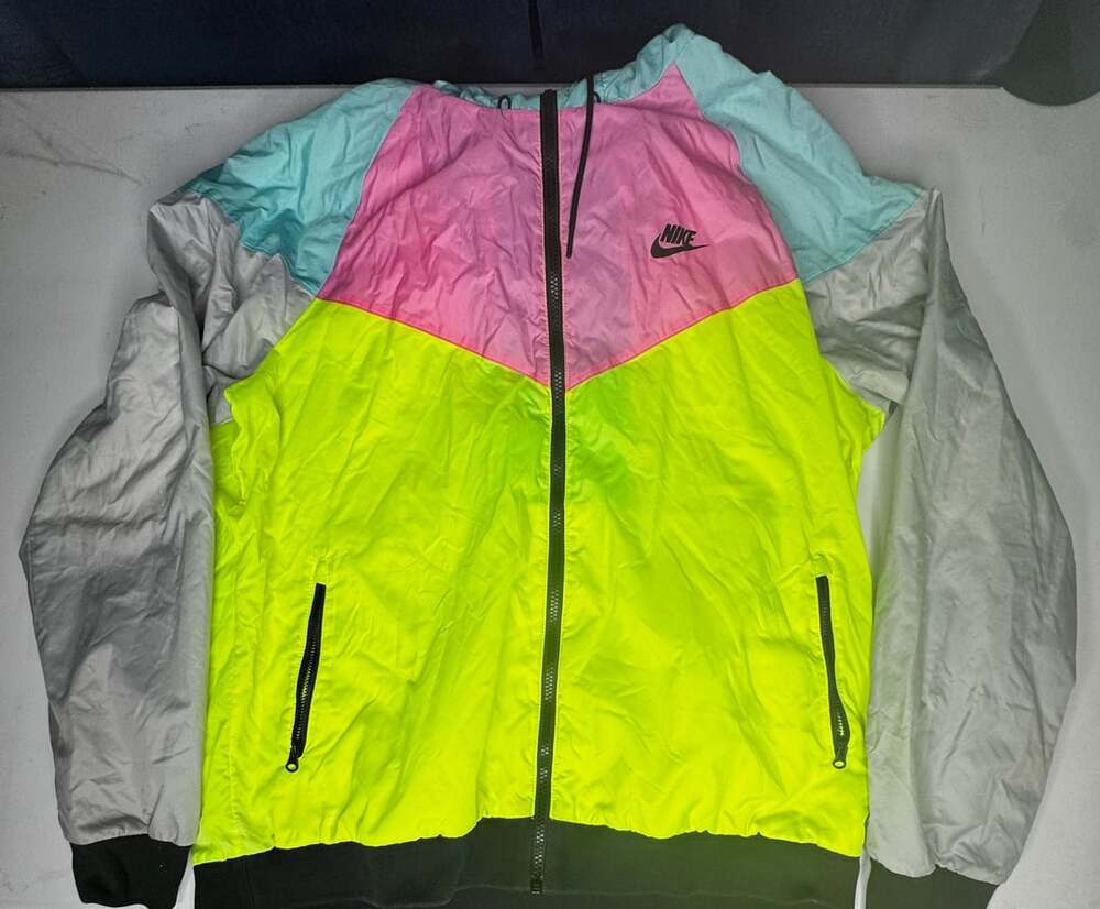 Nike Windrunner Jacket Size XL Pink Volt Light Aqua Colorblock